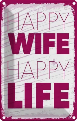 Produktbild von vianmo Blechschild 18x12 cm Frau Happy wife happy Life