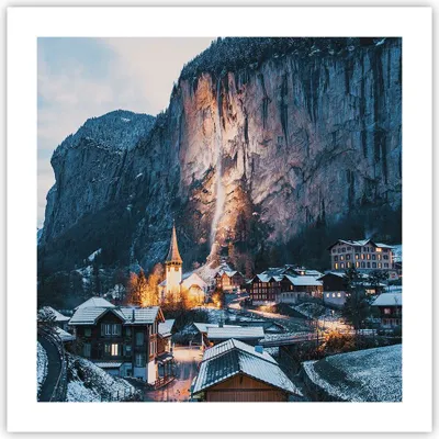 Produktbild von Poster - Poster ohne Rahmen - Lauterbrunnen Schweiz Tal - 50x50 cm - Wand Bild - Wanddeko - Wandbilder - Kunstposter - Wandposter - Bilder - Kunstdruck - Wanddekoration - Wandbild - P2XAC50x50-4834