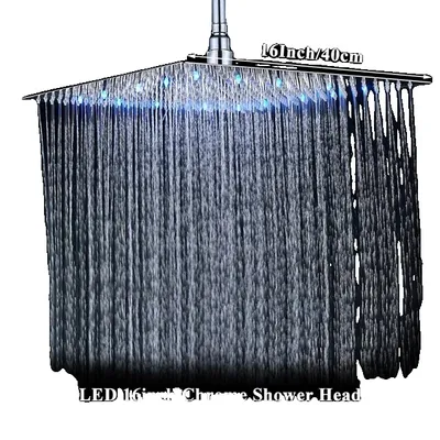 Produktbild von LED-Duschkopf, verchromte Oberfläche, Größe 16 Zoll, 16 LED Chrom