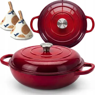 Produktbild von Emaillierter Gusseisentopf, flach, 30 cm, 3 l, hellrot