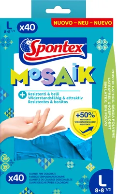 Produktbild von Spontex Einmalhandschuhe Mosaik 40er Pack Gr. 8