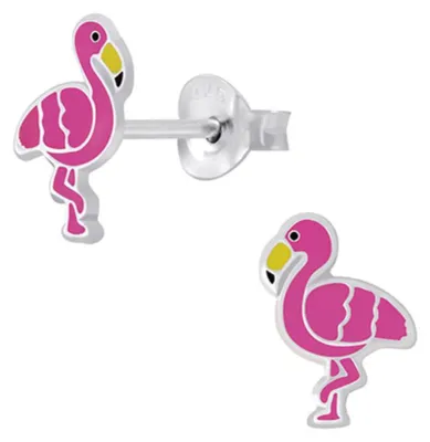 Produktbild von Kinderohrstecker: Mädchen Ohrringe Silber „Flamingo“