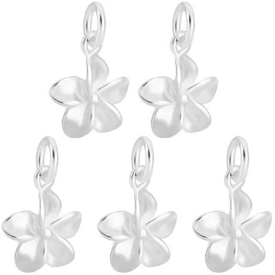 Produktbild von Blumenanhänger - 5 Stück im Set aus 925 Sterlingsilber - Zur Schmuckherstellung für Halsketten und Armbänder - Silberfarben