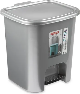 Produktbild von Plasticforte Treteimer - Kunststoff - silber - 7,5 Liter