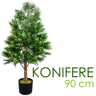 Immagine prodotto di Tuia Conifera Pianta Albero Artificiale con Legno Naturale 90cm Decovego