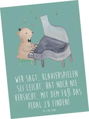 Produktbild von Mr. & Mrs. Panda Postkarte Klavier Herausforderung - Meeresbrise - Geschenk, Postkarten, Lernen, Musiker, Musik, Ansichtskarten, Pedalfuß, Pedal, Fotokarte, Ansichtskarte