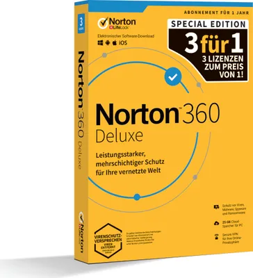 Produktbild von Norton 360 Deluxe 25GB 1 USER - 3 FOR 1