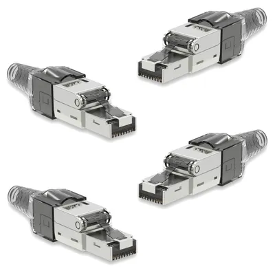 Produktbild von 4x Netzwerk Stecker CAT 7 Werkzeuglos RJ45 CAT7 Netzwerkstecker Netzwerkkabel