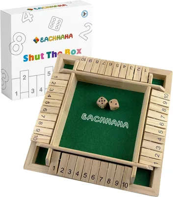 Obrázek produktu pro Hra Shut the Box - Skládací - Dřevěná hra s kostkami - Pro 4 hráče