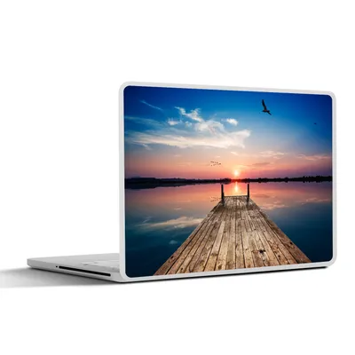 Produktbild von MuchoWow® Laptop Aufkleber Sticker Cover Steg - Wasser - Sonnenuntergang - Rosa - Horizont 36.5x27.5 cm - Laptop-Sticker
