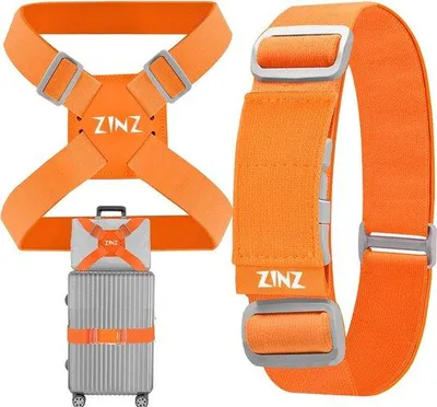 Produktbild von Famanu Set von 2 elastischen Gepäckriemen und Kofferbunge - orange
