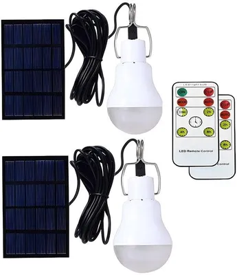 Zdjęcie produktu dla Zewnętrzne lampy solarne LED z pilotem, przenośne, idealne na kemping i jako oświetlenie awaryjne, zestaw 2 sztuk, MY13
