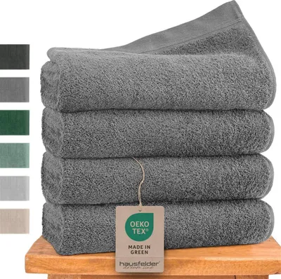 Produktbild von Hausfelder Handtücher Premium Handtuch Set (Grau, 4 Handtücher 50x100cm)