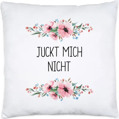 Produktbild von Kissen mit Spruch Juckt mich nicht lustig sarkastisch humorvoll Dekokissen mit Blumen Motiv Geschenk