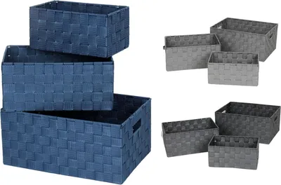 Image de Paniers Lot de 3 paniers tressés Panier de rangement Panier de salle de bain Panier d'armoire Panier d'étagère