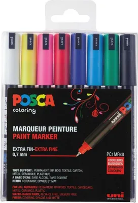 Produktbild von Aquarellmarker 8 Farben, wasserbasiert, lichtechte Pigmente, feine Spitze, wassermischbar