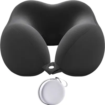 Produktbild von U-förmiges Nackenkissen, Memory Foam, Reise-Nackenkissen, langsames Rückfedern, Nackenstützkissen mit Aufbewahrungsbox für Autos, Flüge, Homeoffice