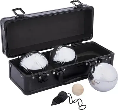 Zdjęcie produktu dla Engelhart Jeu de Boules 3 kule w czarnej aluminiowej walizce