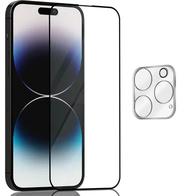 Obrázek produktu pro 1-balení iPhone 14 Pro Ochranné sklo na displej & 1-balení ochrana objektivu - Tvrzené sklo 9H - Super kvalita 3D