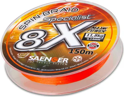 Immagine prodotto di Singer Specialist Spin Braid 8x 150m arancione fluo - filo intrecciato