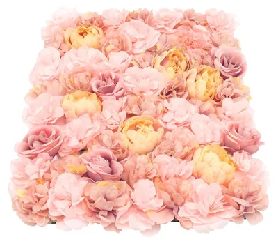 Produktbild von Blumenwand Deko - 6 Paneele künstliche Seidenblumen - Dahlien Rosen Pfingstrosen Mix - 60x40 cm je Panel - wasserfest & farbecht - Hochzeits Hintergrund rosa