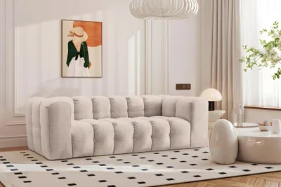 Zdjęcie produktu dla Sofa 3-osobowa, Komfortowa Kanapa BALOO, tkanina Szenil Beżowy
