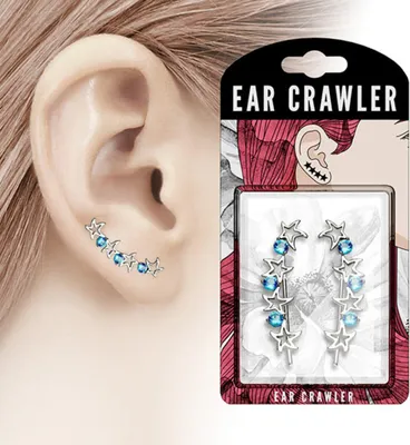 Produktbild von Ear Cuffs Ohrklemmen Ohrringe „Sterne“ Blau