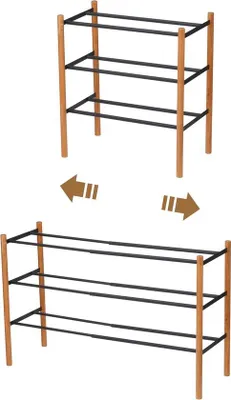 Produktbild von Famanu Schuhregal ausziehbar - Schwarz, Stahl/Holz, 4170 x 25 x 45,5 cm