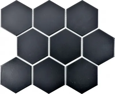 Produktbild von Mosaik Fliese Keramik Hexagon schwarz matt Küche Fliese WC Badfliese MOS11F-0311
