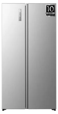 Produktbild von Hisense Hi3 Freistehend Side-by-Side-Kühlschrank, Inox, 527 l, Freistehend, Amerikanische Tür, Grau, Edelstahl, 2 Tür(en), Berührung, LED