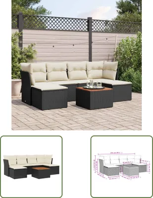 Produktbild von The Living Store 7-tlg. Garten-Sofagarnitur mit Kissen Schwarz Poly Rattan