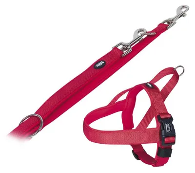 Produktbild von Hundegeschirr und Leine Set "Classic Preno", rot, S-M