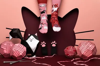Produktbild von Many Mornings Socken Funsocks  Playful Cat Low 43-46