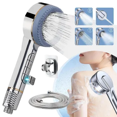 Produktbild von Handbrause Duschkopf Hochdruck Duschbrause mit Massagebürste Filter und Ständer