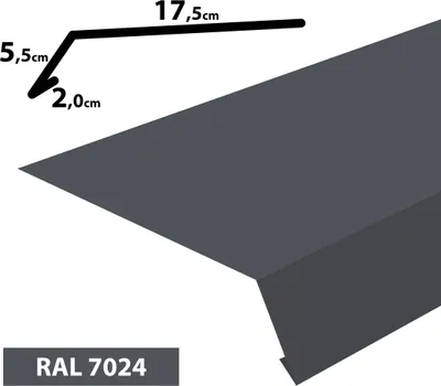 Produktbild von 2m Traufblech pulverbeschichtetes Rinneneinhang Dachblech Rinneneinhang Traufe (20x55x175) RAL-7024 Grau