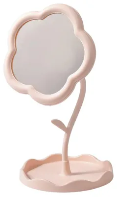 Productafbeelding van Make-up spiegel in bloemenvorm van kunststof, 15,5x29,5 cm