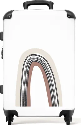 Produktbild von NoBoringSuitcases.com® Großer Koffer - Regenbogen - Boho - Rosa - Beige - Kombinationsschloss TSA - Hartschalen Trolley 4 Rollen - 72 liter - Reisekoffer - 66 cmKoffer Mittelgroß 67x43x25 cm, 72L,