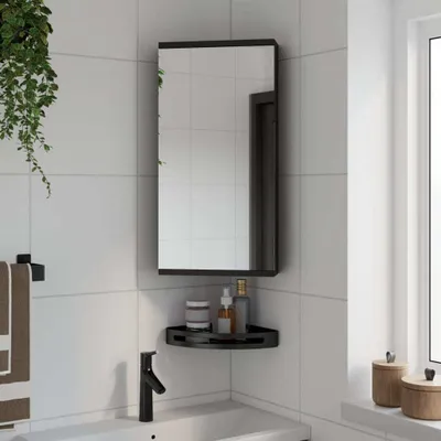 Produktbild von ZMH Eck-Spiegelschrank Schwarz 30x24x60 cm