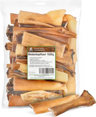 Produktbild von Kaureks Natur Hundeleckerlies, Rinderkopfhaut 1000g ca. 15 cm Kopfhaut  für Hunde