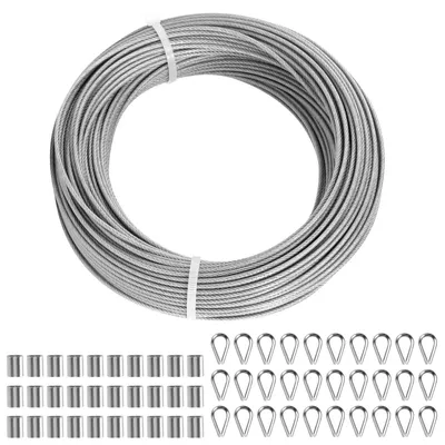 Immagine prodotto di Solidchoice - Kit di cavi in acciaio inossidabile da 50 metri, con 30 connettori a crimpare e manicotti di crimpatura