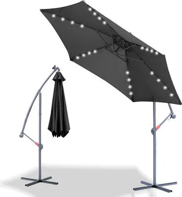 Obrázek produktu pro Slunečník Ampel 350 cm s LED osvětlením, UV ochranou a kličkou - šedý