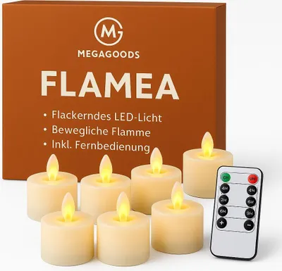Produktbild von LED Kerzen 6er-Set flackernd mit Fernbedienung für Hochzeit DE.