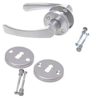 Produktbild von Aqbau® Rosettengarnitur Türgriff Set Türdrücker Drückergarnitur Türbeschlag Türklinke Silber (BB - Buntbart)
