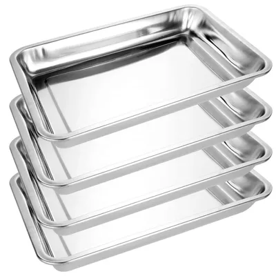 Produktbild von Backblech Edelstahl Rechteckig 40 x 30 x 4,8 cm, 4er Set