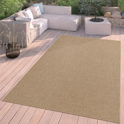 Produktbild von TT Home In-& Outdoorteppich Wetterfest Garten Terrasse Esszimmer Fischgrätmuster Geometrisch Unicolor Moderner Style Größe 80x150 cm