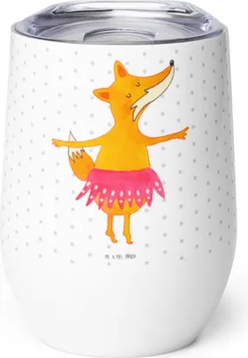 Produktbild von Mr. & Mrs. Panda Thermo Becher Fuchs Ballerina - Weiß - Geschenk, Edelstahlbecher, Party, thermosbecher, Füchse, Thermobecher, glühwein tasse, kaffee, Geburtstag