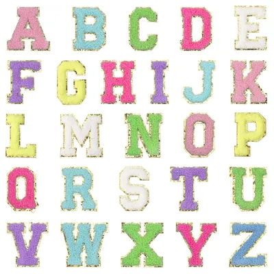 26 Chenille-Buchstaben-Patches A-Z, selbstklebend, mehrfarbig