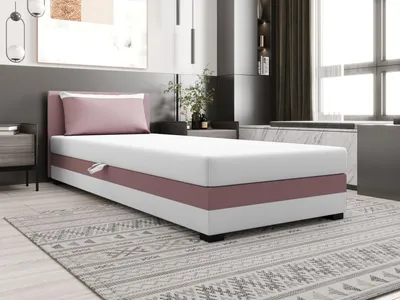 Obrázek produktu pro Jednolůžková postel 120x195 ZAJDA 1 s úložným prostorem - růžová / bílá