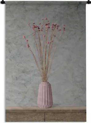 Produktbild von MuchoWow® Wandteppich Wandbehang Blumen - Vase - Stilleben 90x135 cm Tapisserie Dekoration Wandtuch - Baumwolle - Wandskulptur