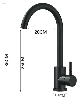 Produktbild von Spültischarmatur Küche - Hohe Küchenarmatur - 360° schwenkbar - Einhebelmischer - Einlochmontage 3,5–4 cm - Heiß & Kalt Wasserhahn - Matt Schwarz A